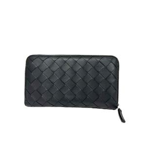 【中古】BOTTEGA VENETA ボッテガ・ヴェネタ 小物 長財布　ブラック　ジップアラウンド　レザー｜re-abc