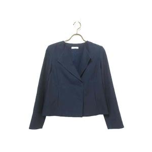 【中古】NOLLEY'S　ノーリーズ　ネイビー　ノーカラージャケット　36サイズ　7号