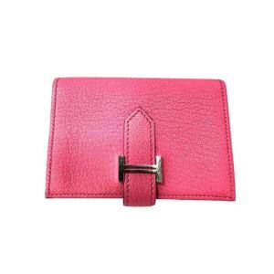 【中古】【難あり】HERMES エルメス　小物 カードケース 名刺入れ ２つ折り ベアン ローズショ...