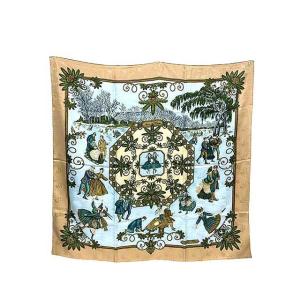 【中古】HERMES エルメス 小物 スカーフ カレ90 冬の愉しみ シルク レディース