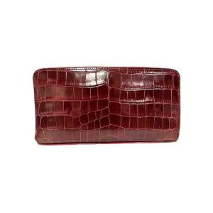 【中古】den HAMANO 傳濱野 デンハマノ 財布 レディース リアルクロコ ルビーレッド ルー...