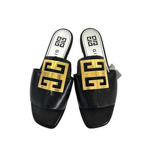 【中古】GIVENCHY ジバンシィ 靴 フラットサンダル レディース サイズ37 ブラック ゴール...