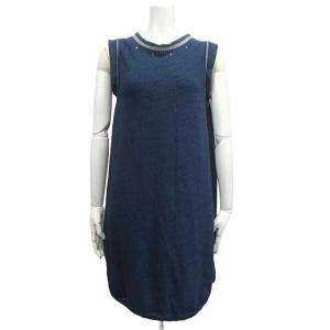 【中古】45R　フォーティファイブアール　トップス　コットン100％　ニット　ネイビー　ノースリーブ...