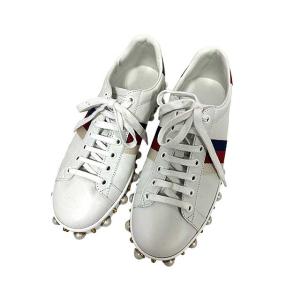 【中古】GUCCI グッチ 靴 スニーカー エース パール スタッズ ローカットスニーカー 4545...