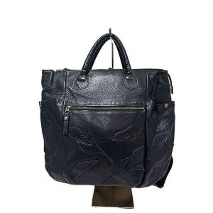 イビサ IBIZA リュックサック デイバッグ 巾着 ロゴ レザー 紺