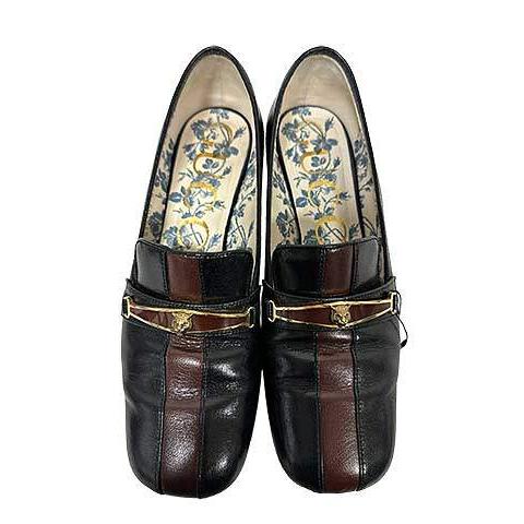【中古】GUCCI グッチ Goatskin Feline Ginger タイガー金具 ローファーパ...