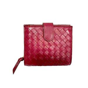 【中古】Bottega Veneta　ボッテガヴェネタ　財布　二つ折り財布　レザー　レッド