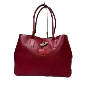 【中古】ロンシャン LONGCHAMP ロゾ トートバッグ ハンドバッグ レザー ピンク 大容量 肩...