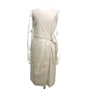 【中古】モラビト MORABITO 近年モデル ロングワンピース レース フレア 半袖 ロゴ 40 ベージュ ■GY19 /MQ モラビト MORABITO 近年モデル ロングワンピース レース フレア 半袖