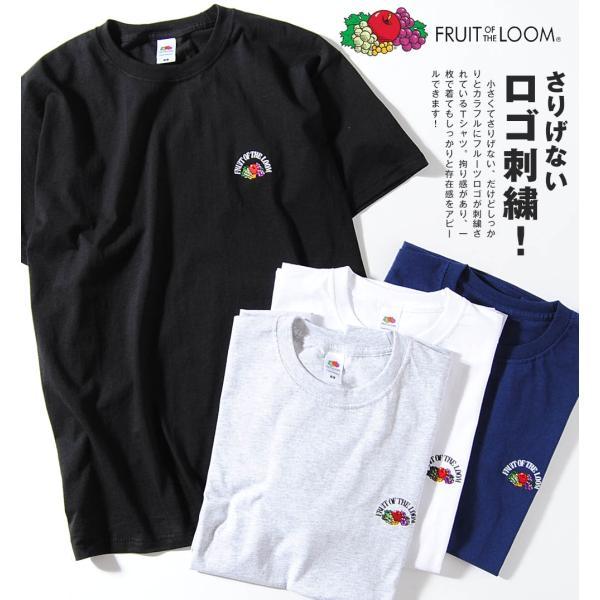 刺繍ロゴ Tシャツ fruit of the loom フルーツオブザルーム  スーパープレミアムボ...