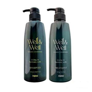 2点セット/ティアーズ(TIERS) ウェル＆ウェル ビタミンシャンプー 500ml  ＋ ハイドロトリートメント500ｇコラーゲン 褪色 ダメージケア 保湿 シルク BC-D V-2