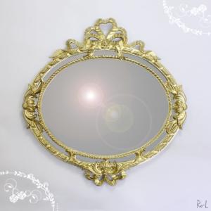 イタリア製リボンミラー（ゴールド） イタリア製 ホワイト・ゴールド コンパクトリボンミラー 壁掛け鏡REG1