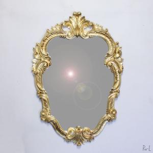 イタリア製 ホワイト・ゴールド コンパクトリボンミラー 壁掛け鏡REG1