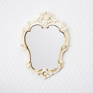 イタリア製 ホワイト・ゴールド コンパクトリボンミラー 壁掛け鏡REG1