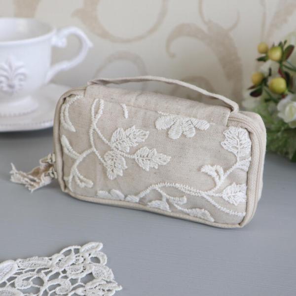 コットンフラワー コスメポーチナチュラル フレンチ  シャビーシック アンティーク フリル コスメ ...
