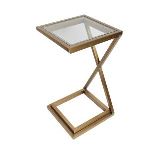 サイドテーブル ゴールド  アイアン ガラス テーブル ナイトテーブル カフェ シンプル REEH-168｜re-l