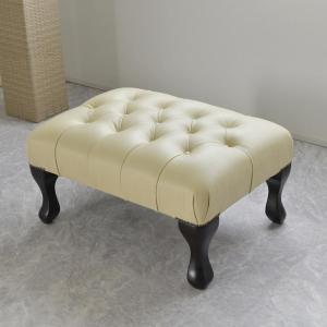 チェスターフィールド クイーンアン アイボリーホワイト オットマン