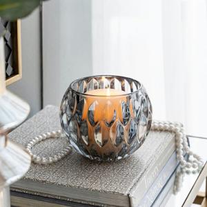 ガラスキャンドルホルダー アンバー キャンドルスタンド キャンドル
