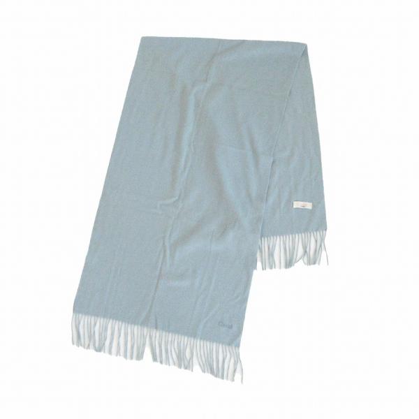CHLOE FOULARDS クロエ カシミヤ マフラー サイズ50×160cm ライトブルー レデ...