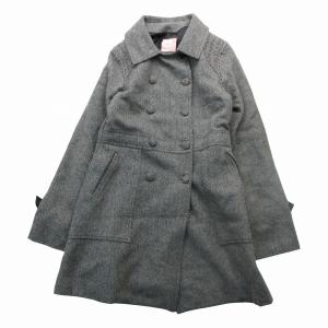 STUSSY ステューシー ロング コート ジャケット ダブルボタン ヘリンボーン ウール アウター M グレー レディース 【中古】