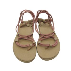 Teva テバ サンダル コードストラップ スエード フラットソール ベージュ レディース 【中古】