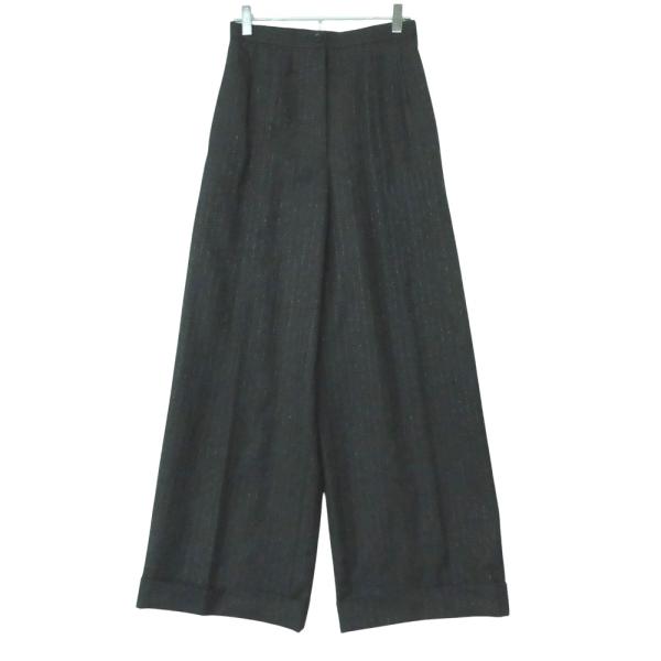 LEONARD レオナール パンツ ワイドクロップドパンツ フロントタック入り ピンストライプ柄