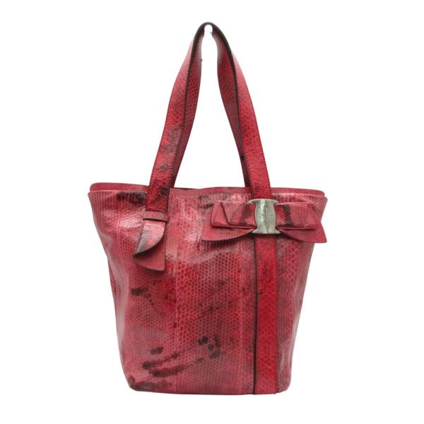 Salvatore Ferragamo サルヴァトーレフェラガモ トートバッグ ヴァラリボン パイソ...