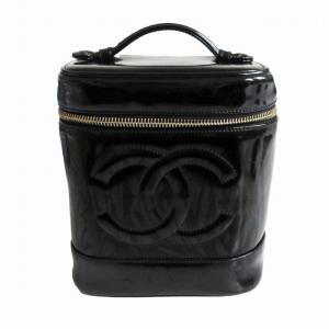 CHANEL シャネル 化粧ポーチ ヴィンテージ ココマーク パテントレザー バニティバッグ