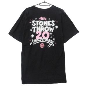 STUSSY STONES THROW ステューシー ストーンズスロー 20周年記念 Tシャツ 半袖 ロゴ プリント M ブラック メンズ 【中古】