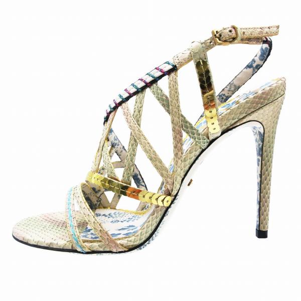 未使用品 GUCCI グッチ パイソン スパンコール サンダル シューズ CLOUDY PYTHON...