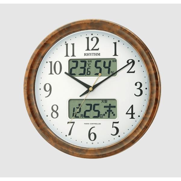 RHYTHM(リズム) 暗所自動点灯機能付き 電波掛時計 4FY617SR23