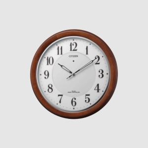 リズム時計 掛け時計 茶メタリック色光沢仕上 4MY861-006 ［電波自動
