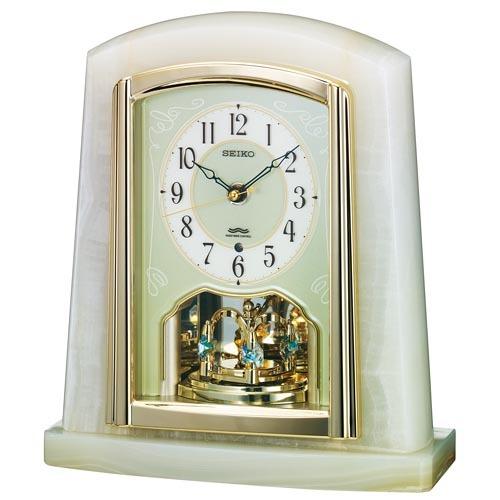 SEIKO オニキス枠 電波 置時計 BY223M