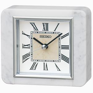 SEIKO 白 天然 大理石枠 装飾カットガラス 置時計 QK737W : 時計と雑貨