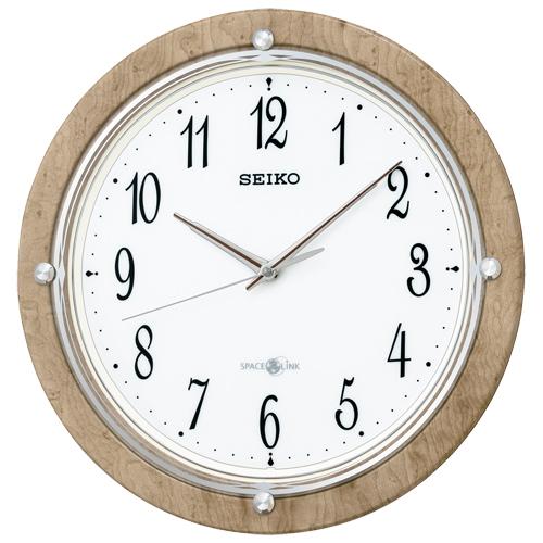 SEIKO スペースリンク 衛星電波クロック プラスチック枠 木目 アナログ電波掛時計 GP212A