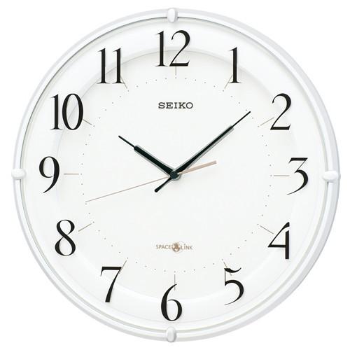 SEIKO スペースリンク 衛星電波クロック プラスチック枠 白 アナログ電波掛時計 GP216W