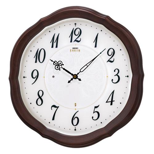 SEIKO EMBLEM セイコーエムブレム 木枠 電波掛け時計 HS544B