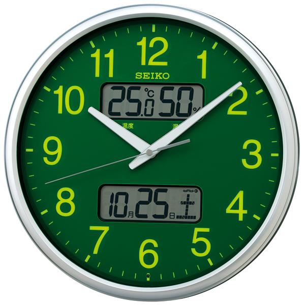 SEIKO オフィスタイプ 液晶表示付き 集光樹脂文字板 アナログ電波掛時計 KX235H