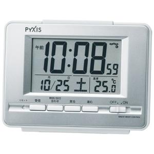 SEIKO PYXIS(ピクシス) スタンダード 電波 目覚まし時計 日付／温湿度表示機能付き NR535W｜re-net