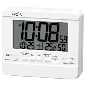 SEIKO PYXIS(ピクシス) スタンダード 目覚まし時計 掛け置き兼用 アラーム2チャンネル 日付／温湿度表示機能付き NR538W｜re-net