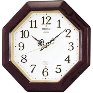 SEIKO（セイコー） 掛け時計 黒檀突板貼り 曲面ガラス 木枠 クオーツ