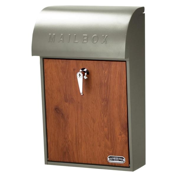 セトクラフト 壁掛けポスト GALVA グレー＆チーク  SI-3946