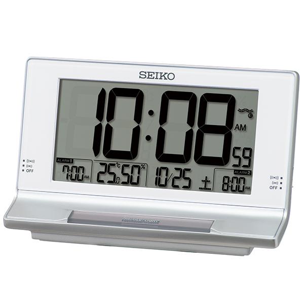 SEIKO 夜でも見える アラーム2チャンネル 目覚まし時計 電波クロック SQ322S