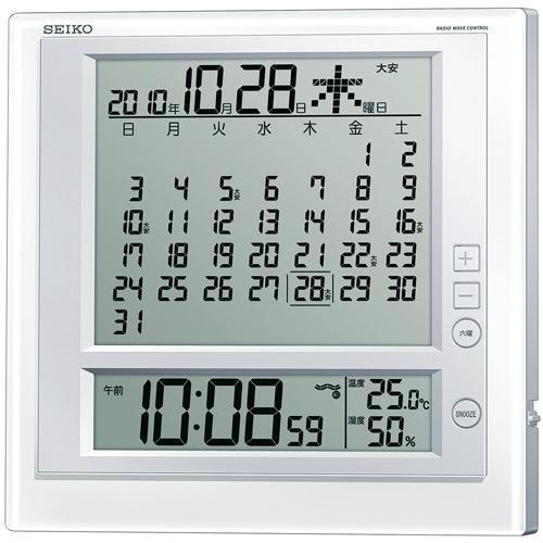 SEIKO マンスリーカレンダー機能 デジタル 掛置き兼用 電波時計 SQ422W