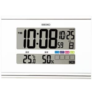 SEIKO フルオートカレンダー/温湿度表示機能付き 快適環境NAVI 掛置き兼用デジタル電波時計 SQ445W｜re-net
