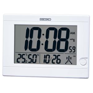 SEIKO 電波デジタル 掛け置き兼用 温湿度表示付き 目覚まし時計 SQ447W｜re-net