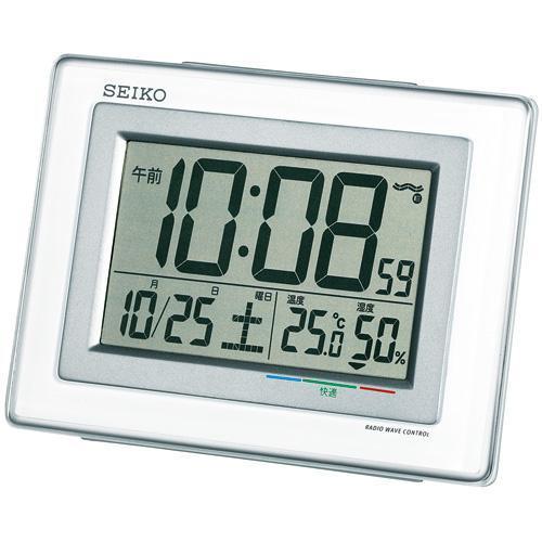 SEIKO 電波 デジタル 目覚まし時計 温湿度表示/快適度表示付き SQ686W