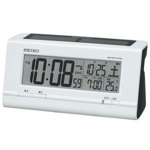SEIKO 目覚まし時計 フルオートカレンダー/高精度温度表示機能付き ハイブリッドソーラー デジタル電波時計 SQ766W｜re-net