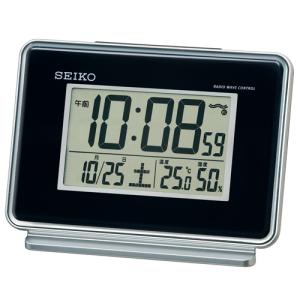 SEIKO 電波 デジタル 目覚まし時計 温湿度表示付き(アラーム2チャンネル) SQ767K｜re-net