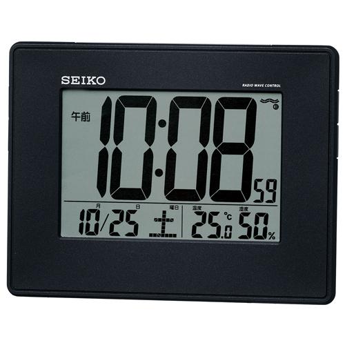 SEIKO 電波デジタル 掛け置き兼用 温湿度表示付き 目覚まし時計 SQ770K